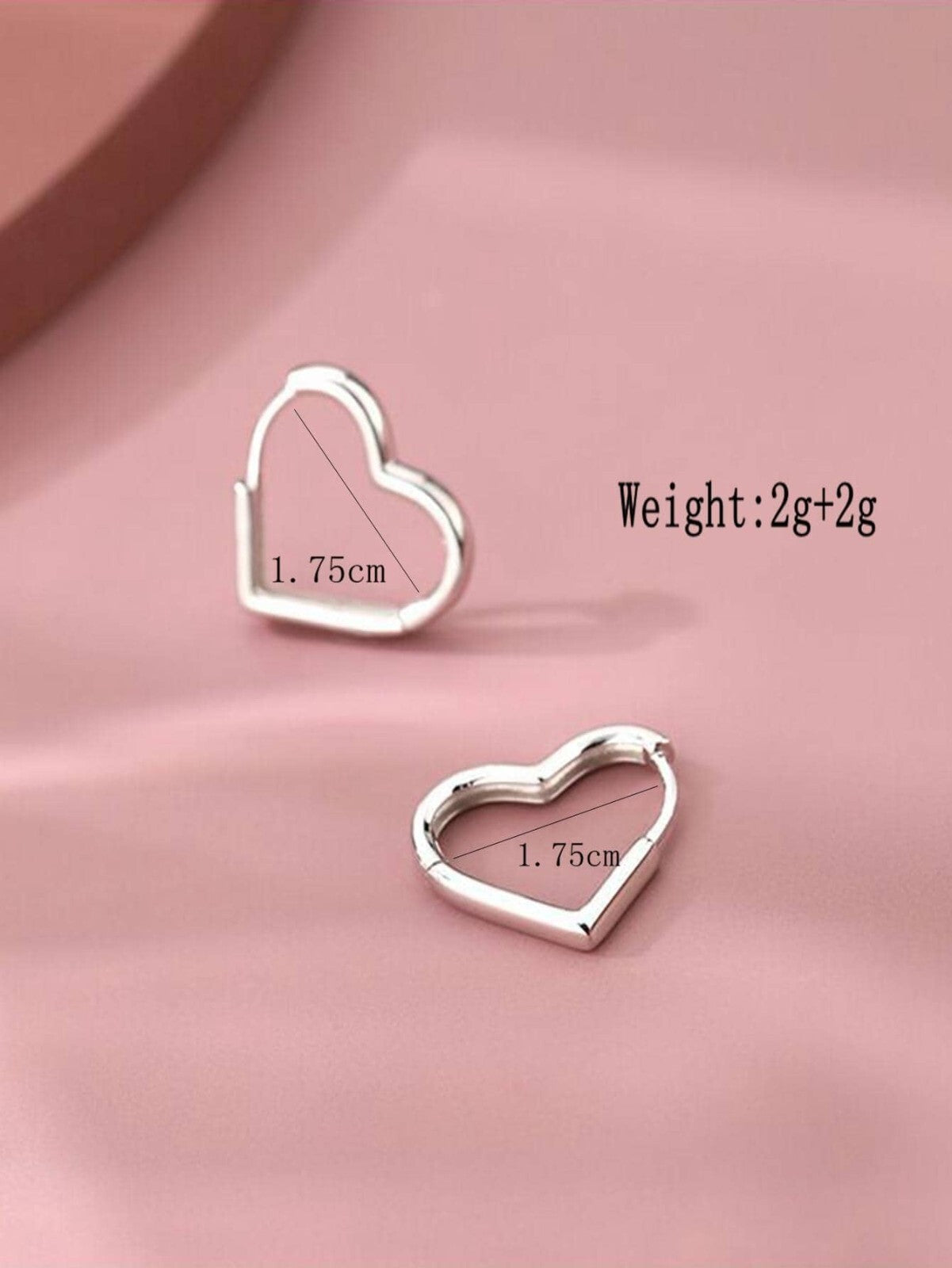 Heart Design Hinged Hoop Silver Earrings Women Jewelery