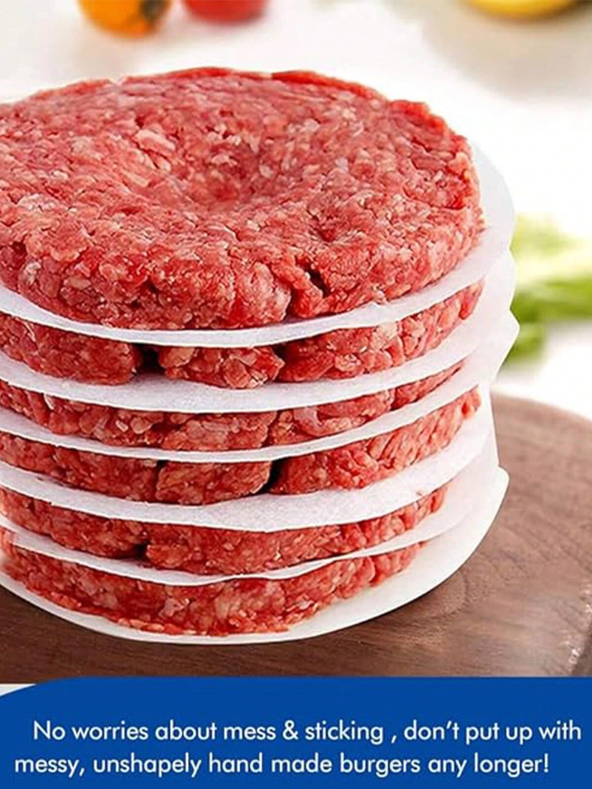 100pcs Non-Stick Hamburger Paper Sheets Burger Press Oil Paper Baking Cookies