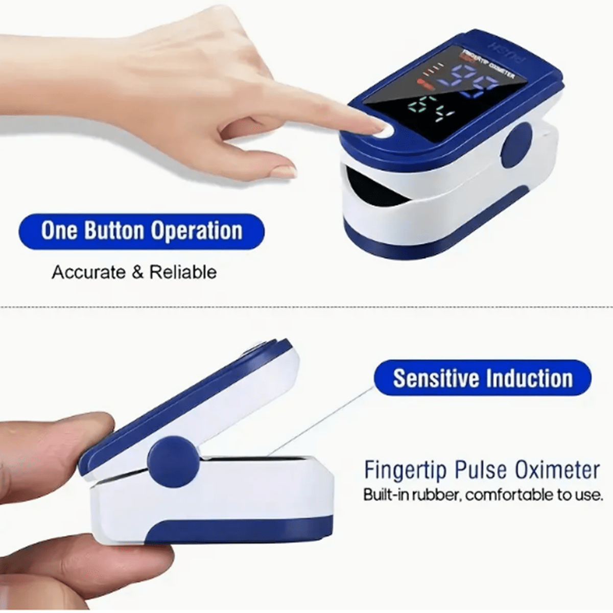 Portable Finger Pulse Oximeter with Heart Rate Monitor No Batteries Included UK