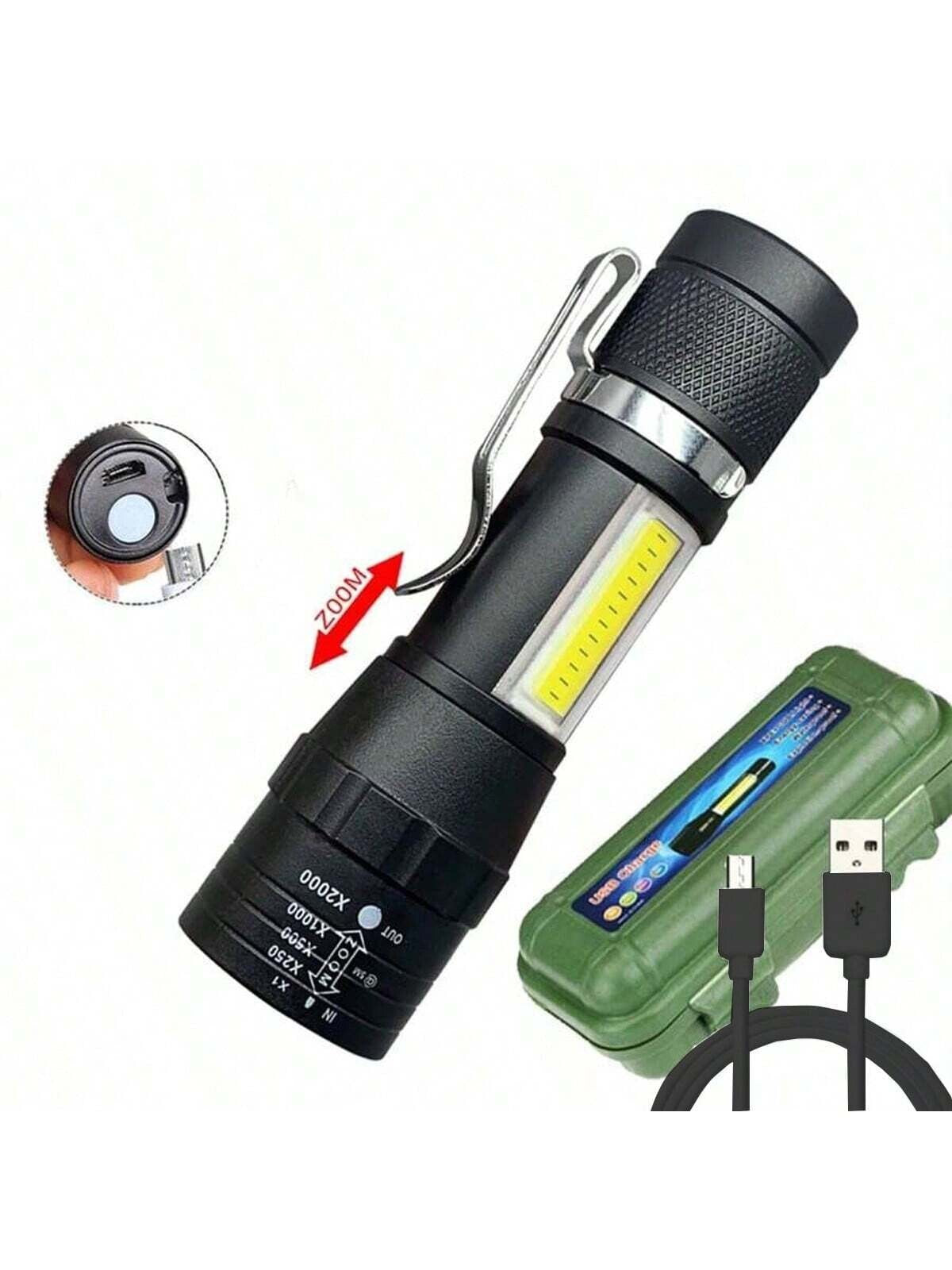 LED flashlight USB rechargeable super bright small torches camping/ hiking