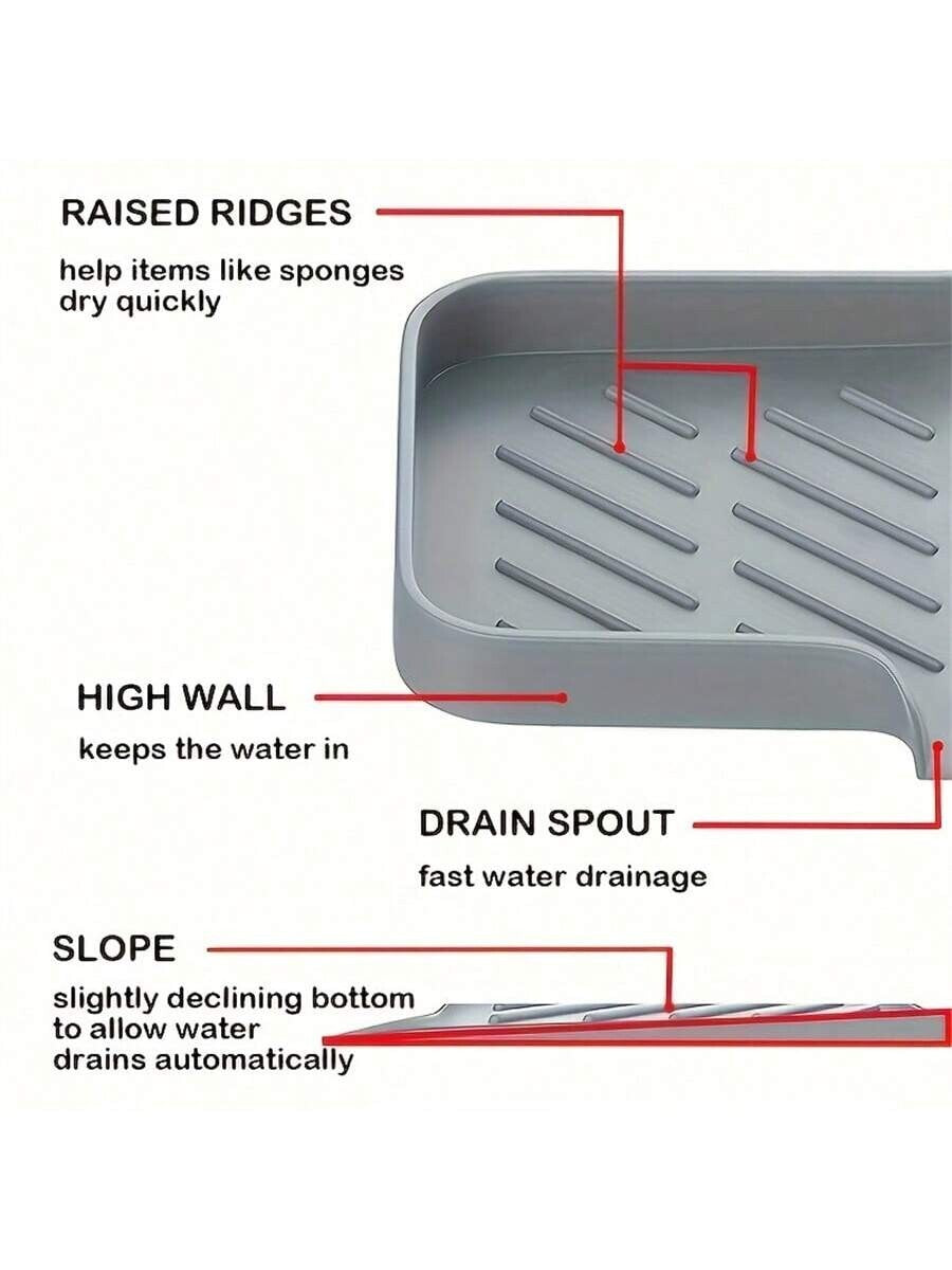 Silicone Soap Dish Storage Holder Soap Plate Tray Drain Box for Bathroom Sink UK