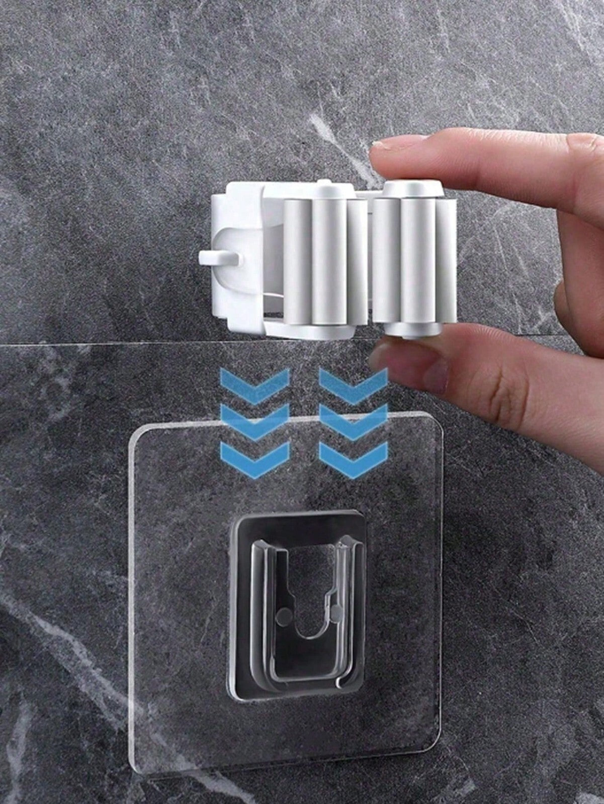 2/6 Self Adhesive Wall Mounted Mop Holder Hooks Broom Hanger Spring Clip Rack