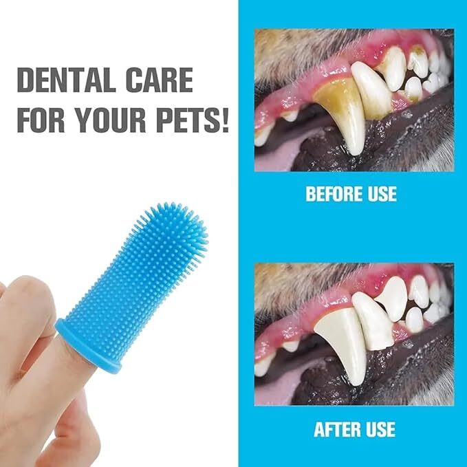 6x Pet Finger Toothbrush Dogs Cats Dental Cleaning Teeth Care Soft Finger Brush