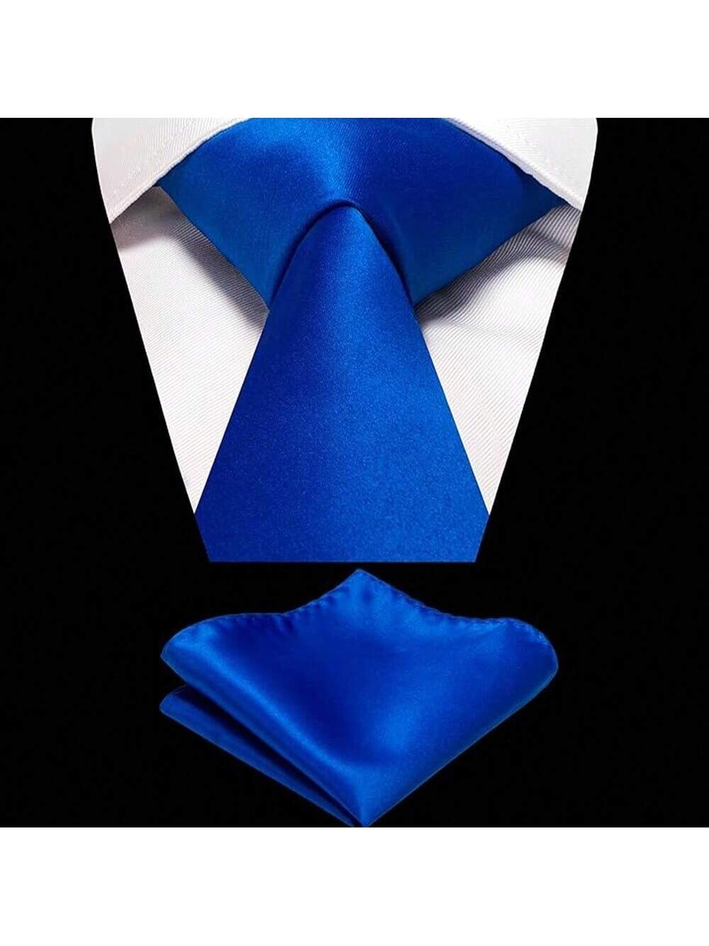 Mens Neck Tie and Pocket Square Handkerchief Set Wedding Birthday Reception