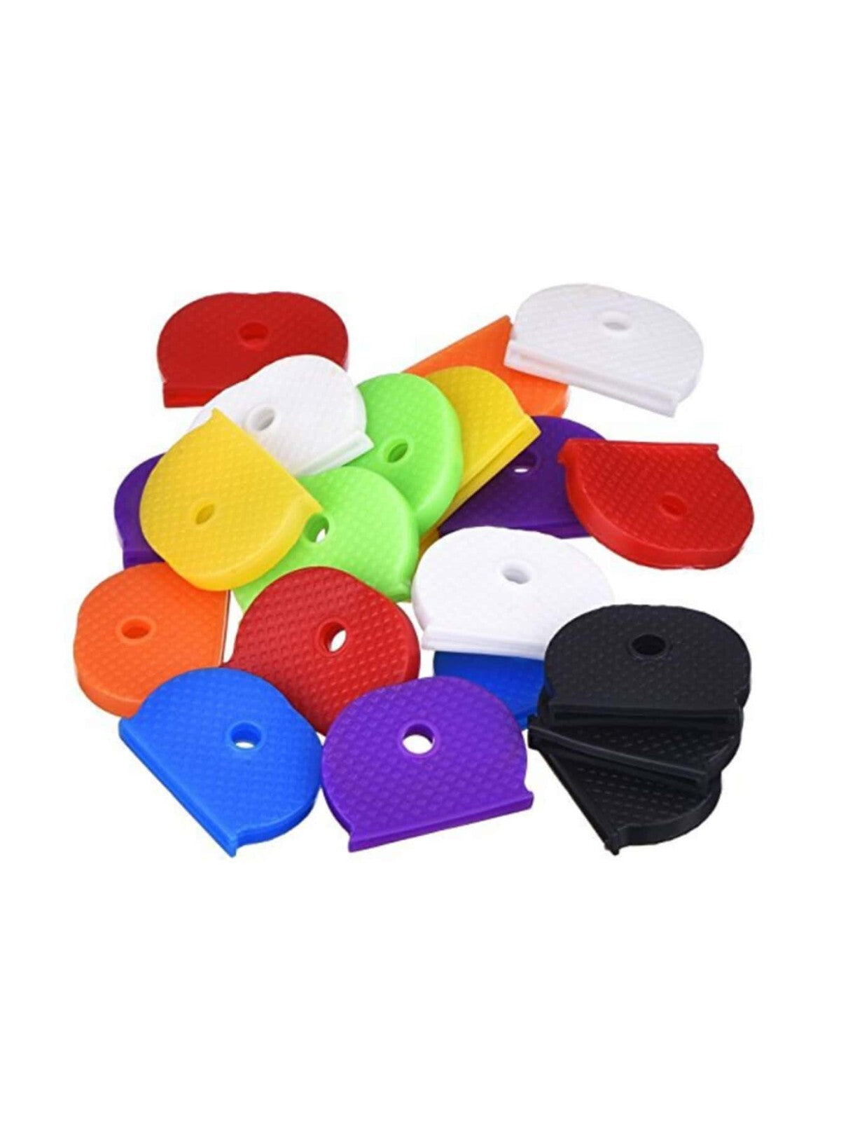 10 x Coloured Key Top cover Caps Assorted Head Covers ID Tag Cap Ring Keyring