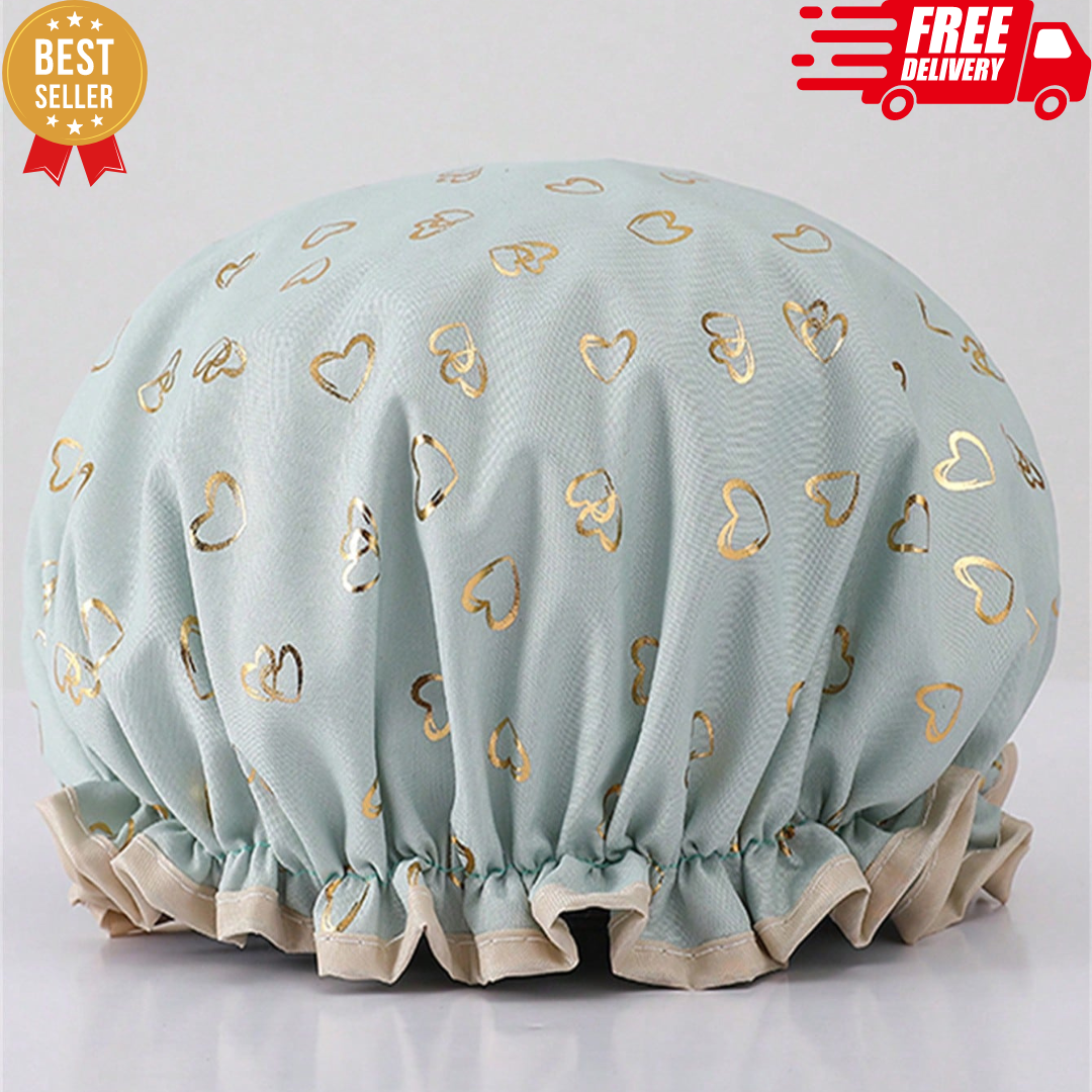 Large Double Layers Thick Waterproof Shower Cap Women Bath Hat Cap Reusable UK