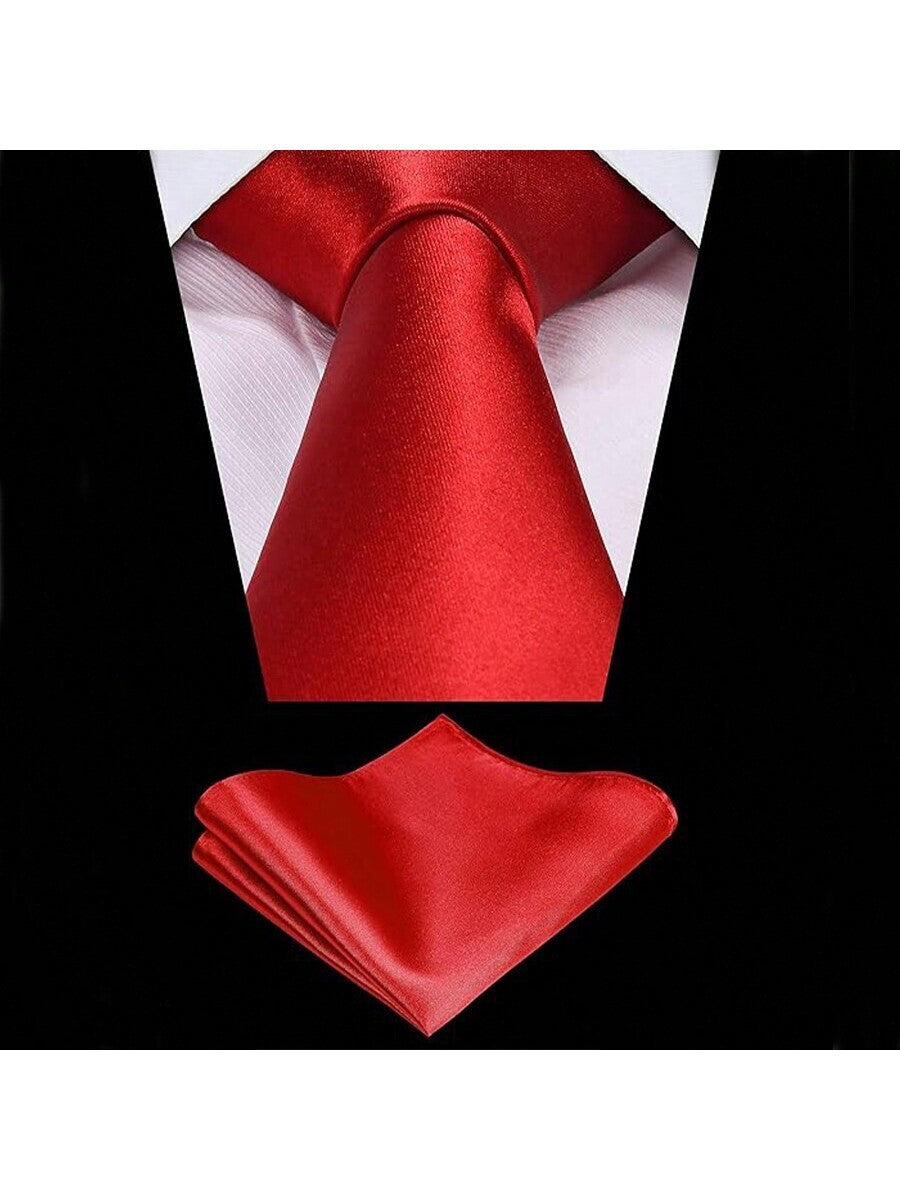 Mens Neck Tie and Pocket Square Handkerchief Set Wedding Birthday Reception