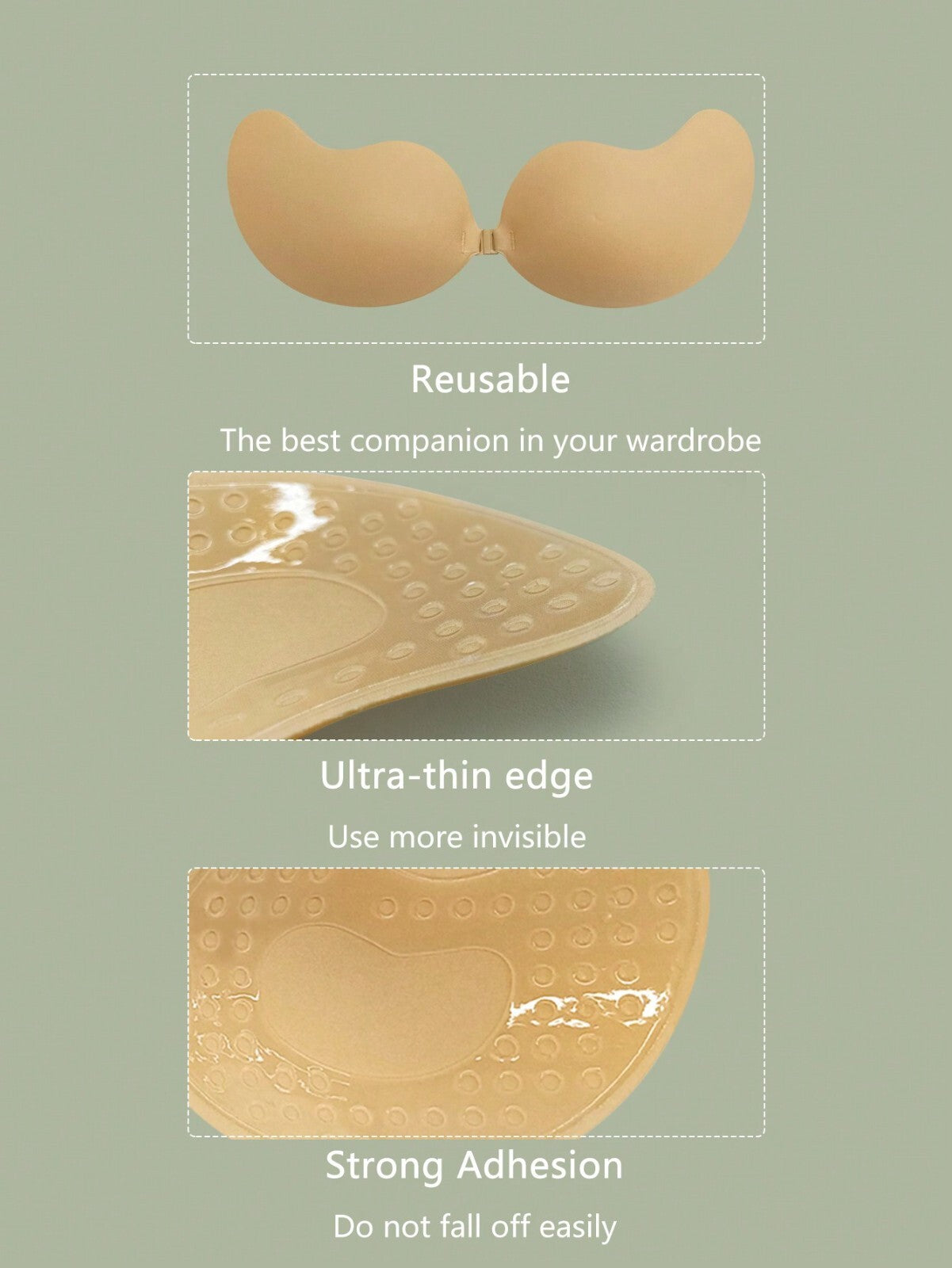 Silicone Strapless Push Up Bra Backless Self Adhesive Invisible Lace Stick On UK