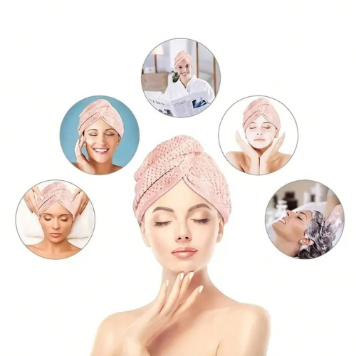 Microfiber Hair Drying Towel with Button Soft Absorbent Random Color Uk