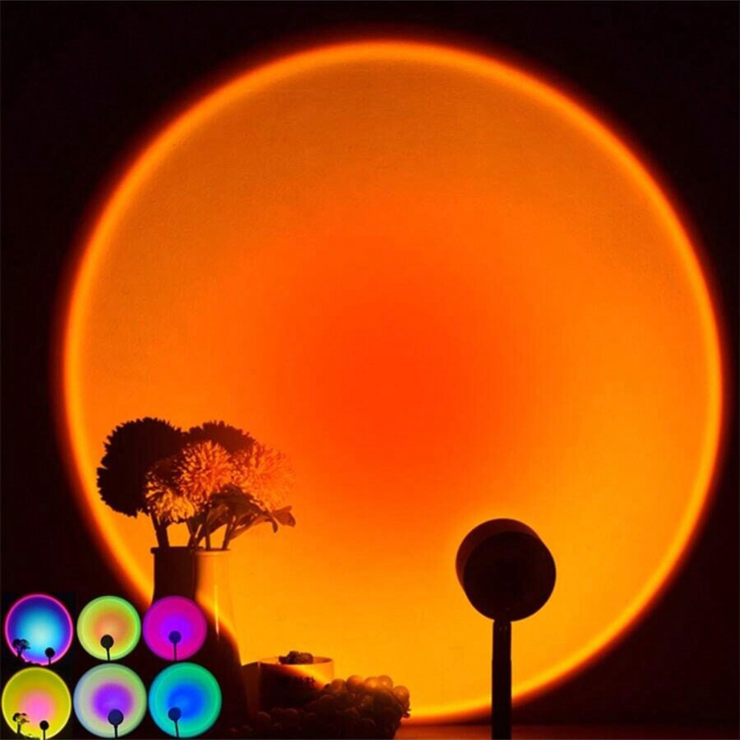 USB Sunset Projection Atmosphere LED Lamp Night Light Sun Rainbow Background UK