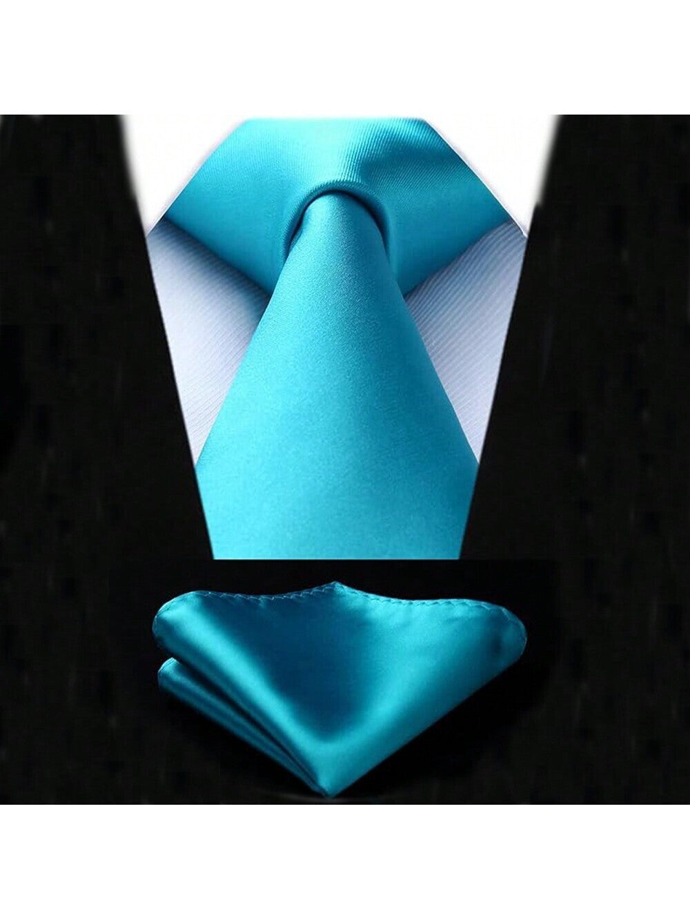 Mens Neck Tie and Pocket Square Handkerchief Set Wedding Birthday Reception