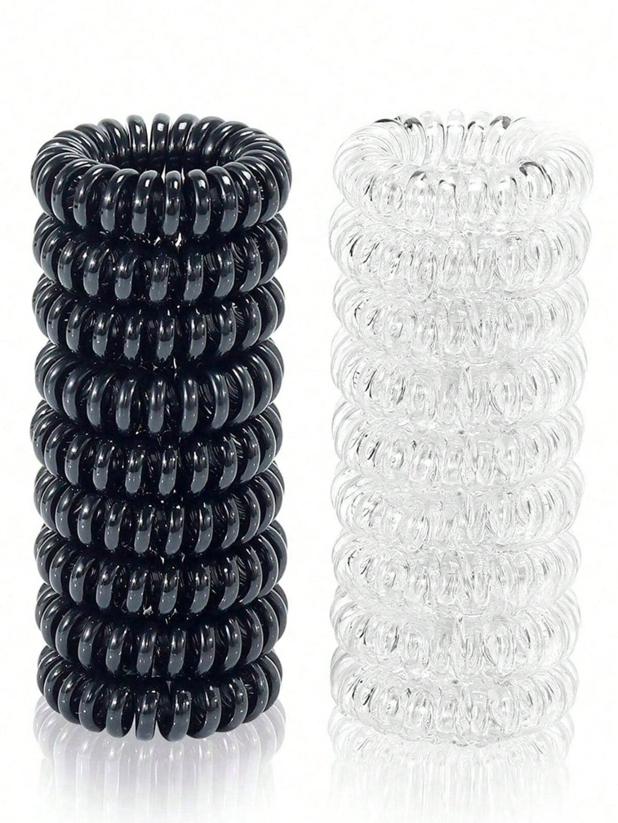 18 Hair Bobbles Spiral Coil Elastic Tie Wired Bands Stretchy Plastic Tangle Free