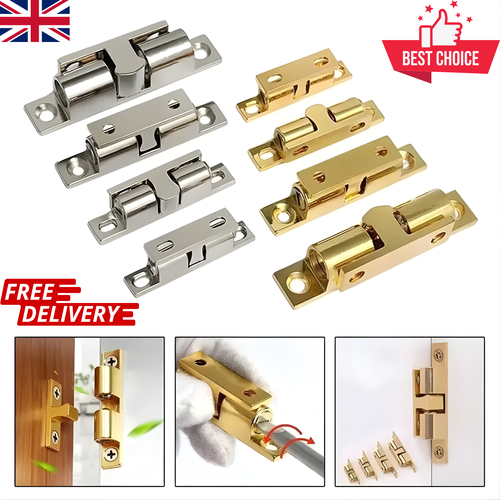 DOUBLE BALL CATCH CHROME / BRASS CABINET CUPBOARD DOOR ROLLER LATCH
