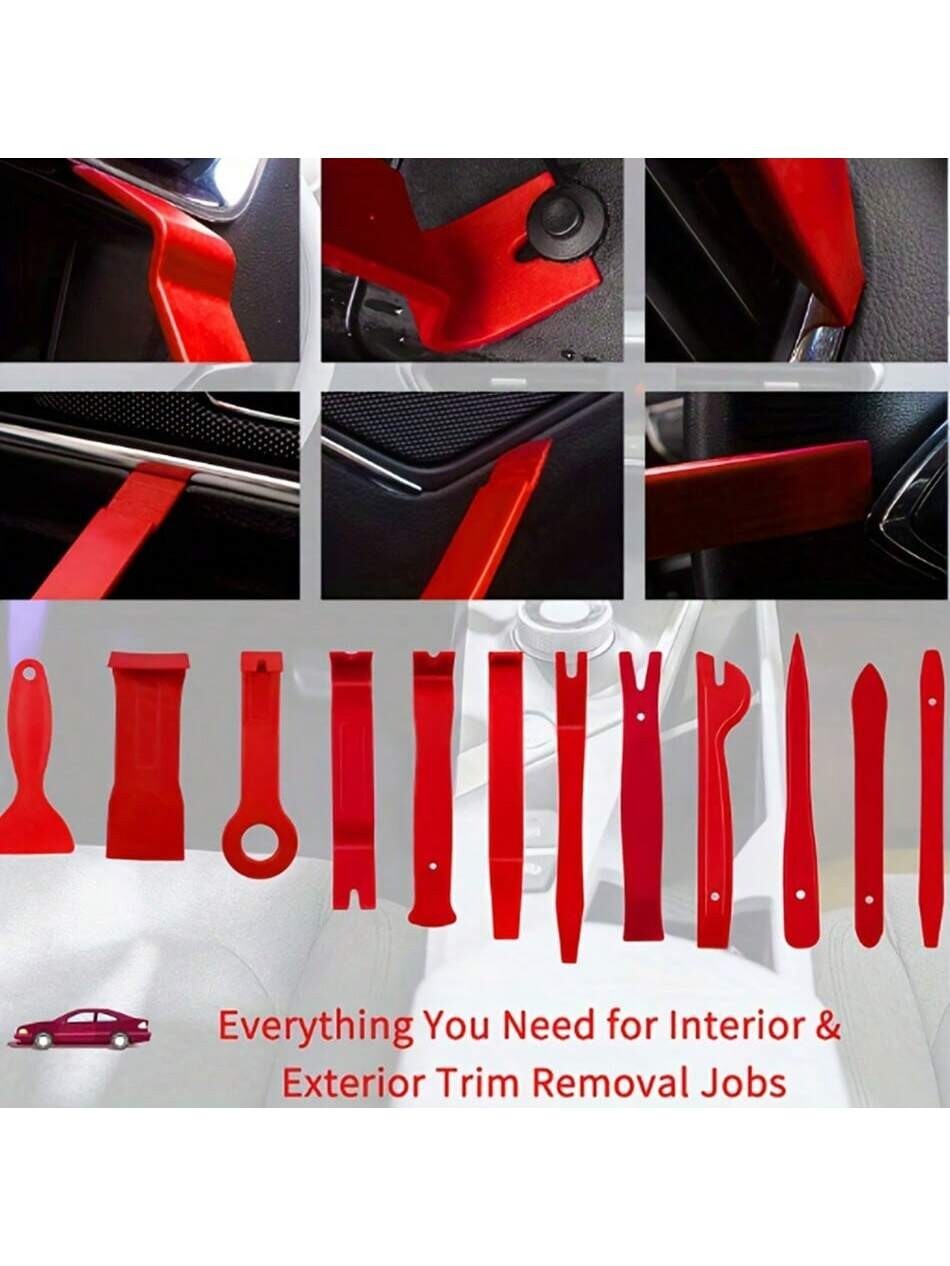 11 PCS CAR TRIM REMOVAL TOOL KIT PANEL DOOR PRY DASH INTERIOR CLIP SET PLASTIC