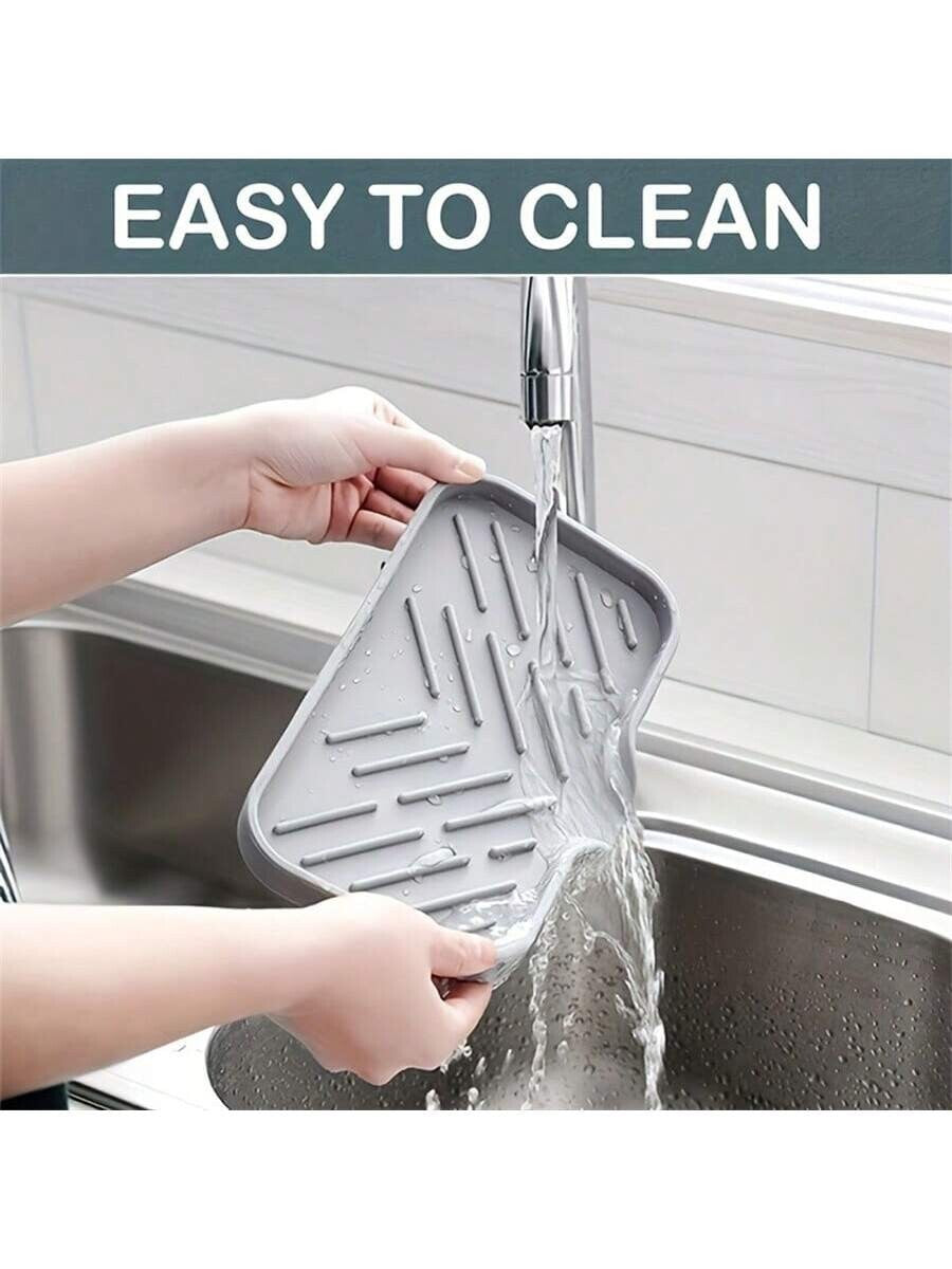 Silicone Soap Dish Storage Holder Soap Plate Tray Drain Box for Bathroom Sink UK