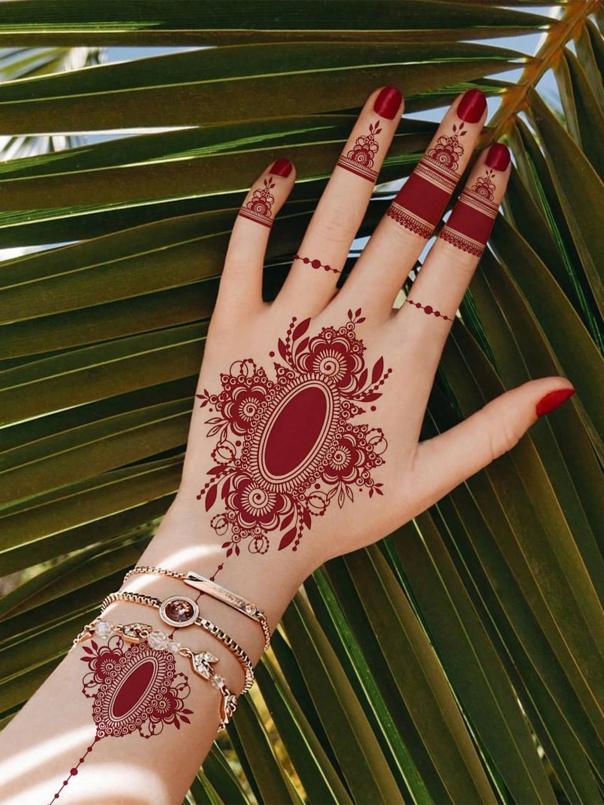 4 Sheets Brown Flower Pattern Henna Temporary Tattoo Stickers Waterproof UK