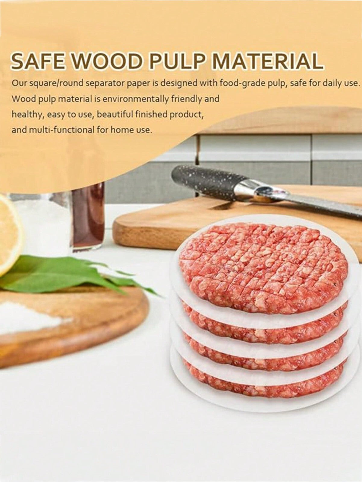 100pcs Non-Stick Hamburger Paper Sheets Burger Press Oil Paper Baking Cookies