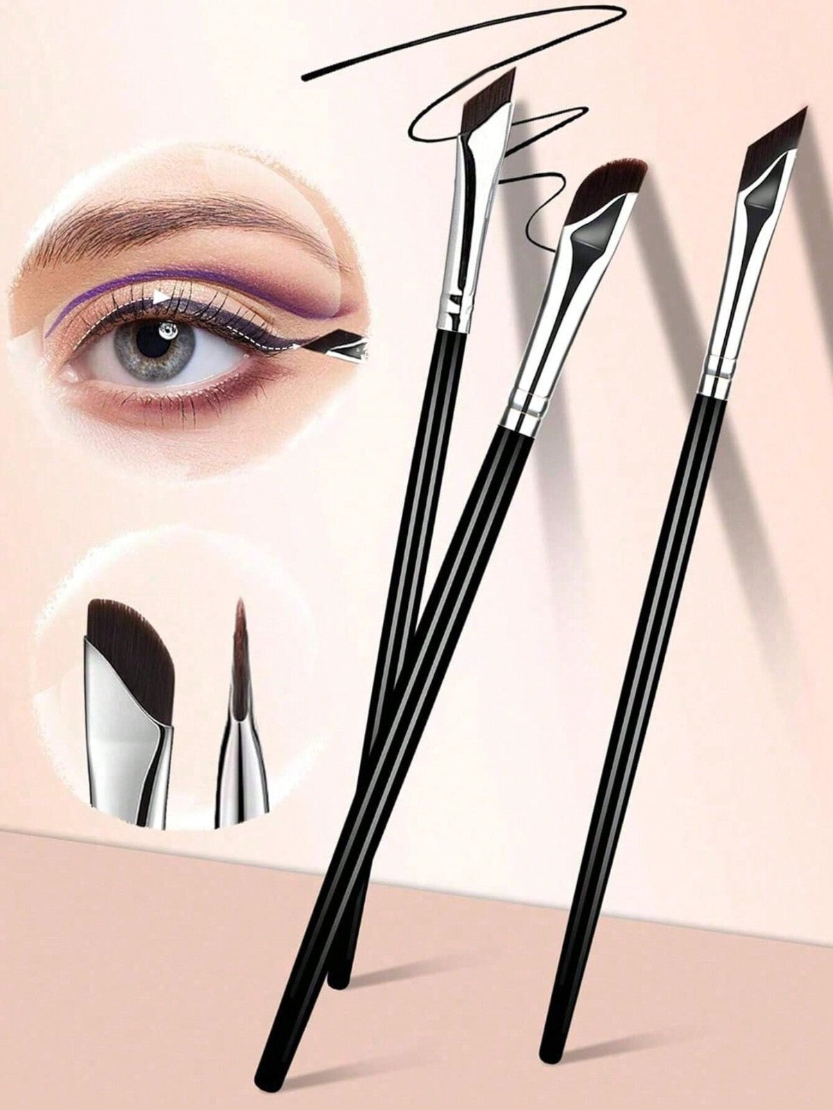 5 Eyebrow Brush Tinting Eye-shadow Pro Angled Cosmetic Eye Brow Brushes Set UK