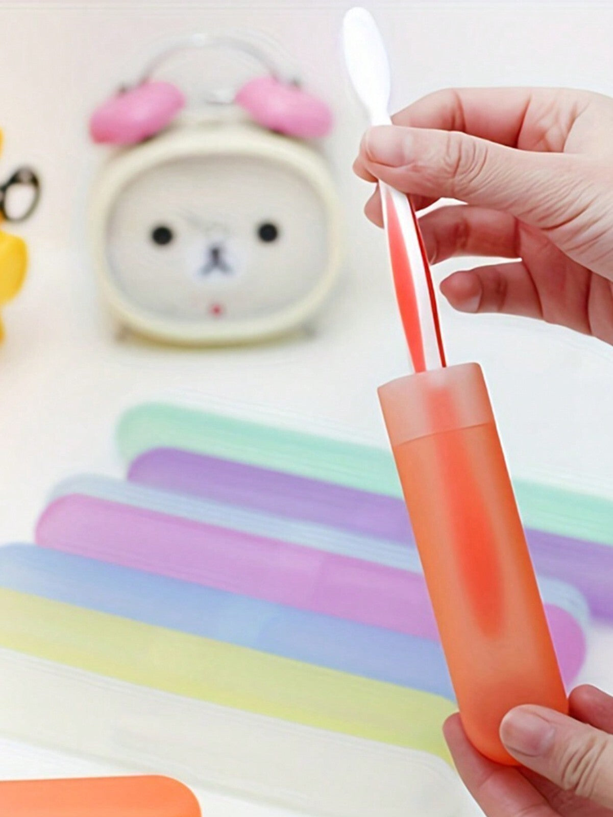 5pcs Toothbrush Case Travel Cover Plastic Holder, Family Pack, Brushes Holidays