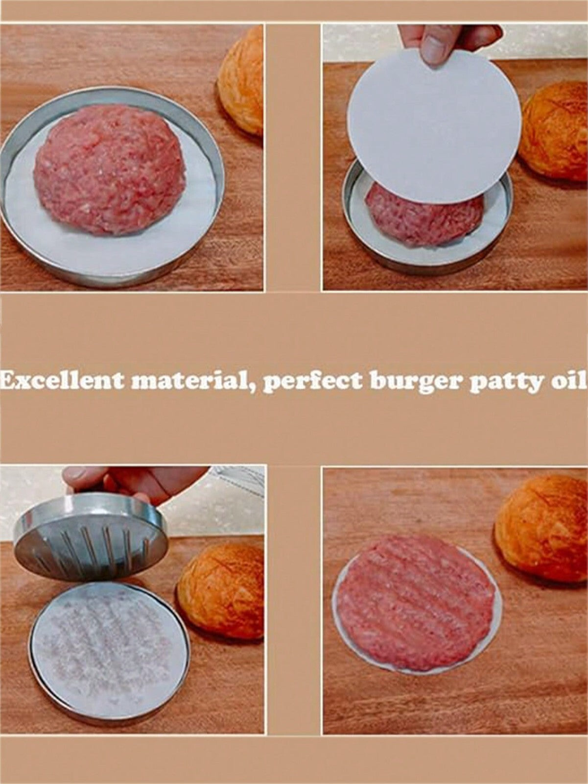 100pcs Non-Stick Hamburger Paper Sheets Burger Press Oil Paper Baking Cookies