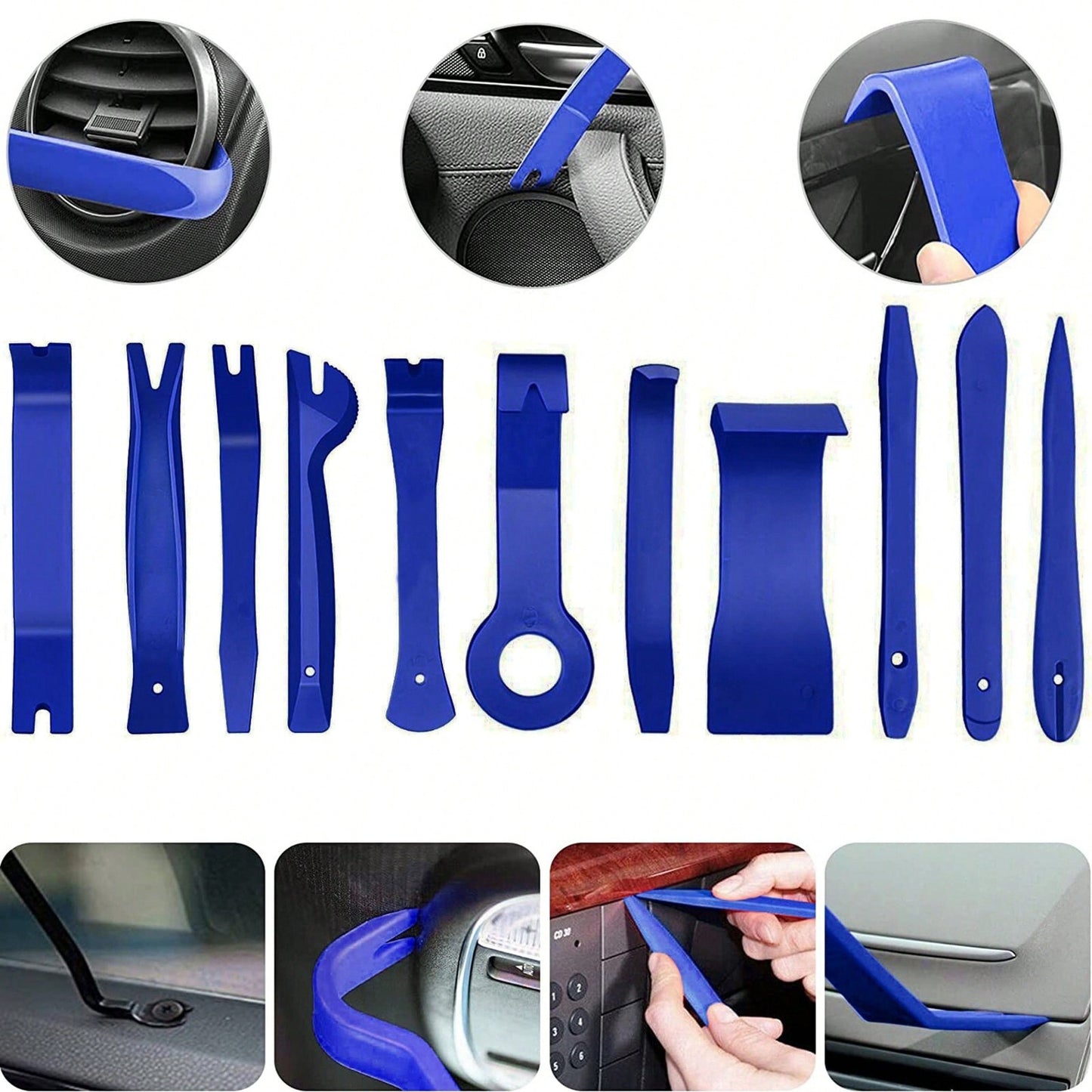 11 PCS CAR TRIM REMOVAL TOOL KIT PANEL DOOR PRY DASH INTERIOR CLIP SET PLASTIC