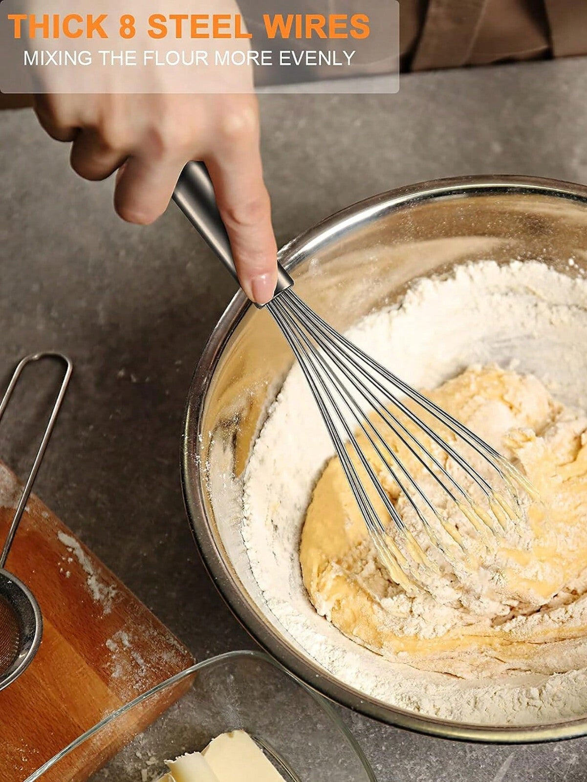 Stainless Steel Hand Whisk Mixer Balloon Egg Milk Beater Kitchen Cooking UK Tool