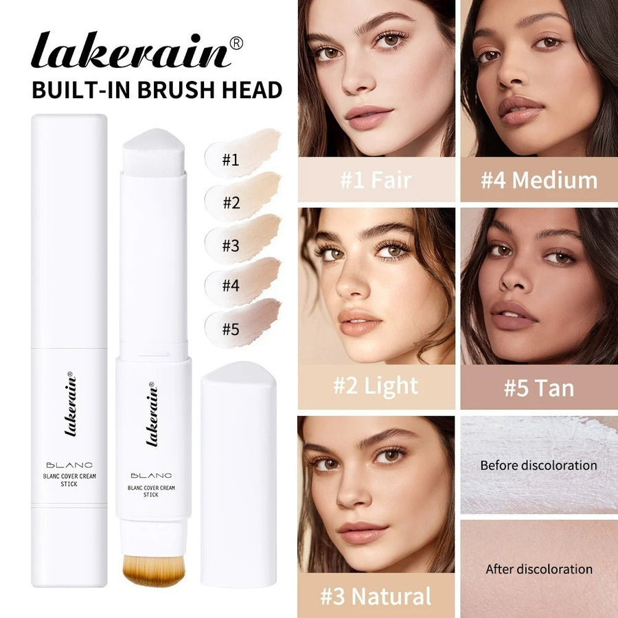 COVER CREAM STICK WHITE - WITH BRUSH KOREAN COLOR-CHANGING FOUNDATION STICK