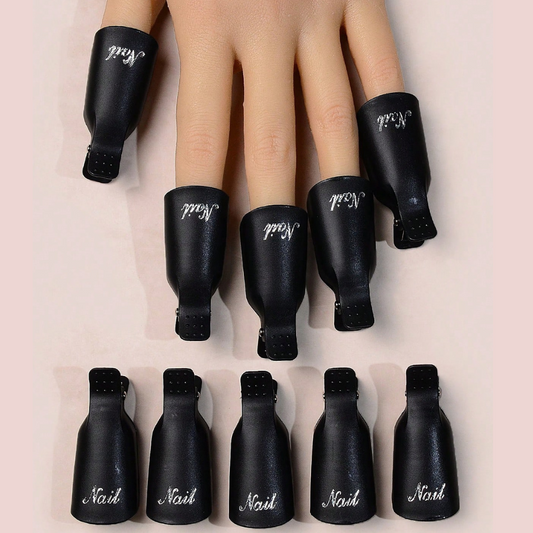 10Pcs Nail Polish Remover Clips Reusable Soak Off Gel Plastic Nail Clip Caps UK