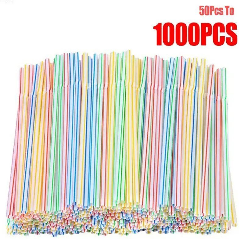 100-1000x Straws Flexible Plastic Bendy Colourful Drinking Straw Party Birthday