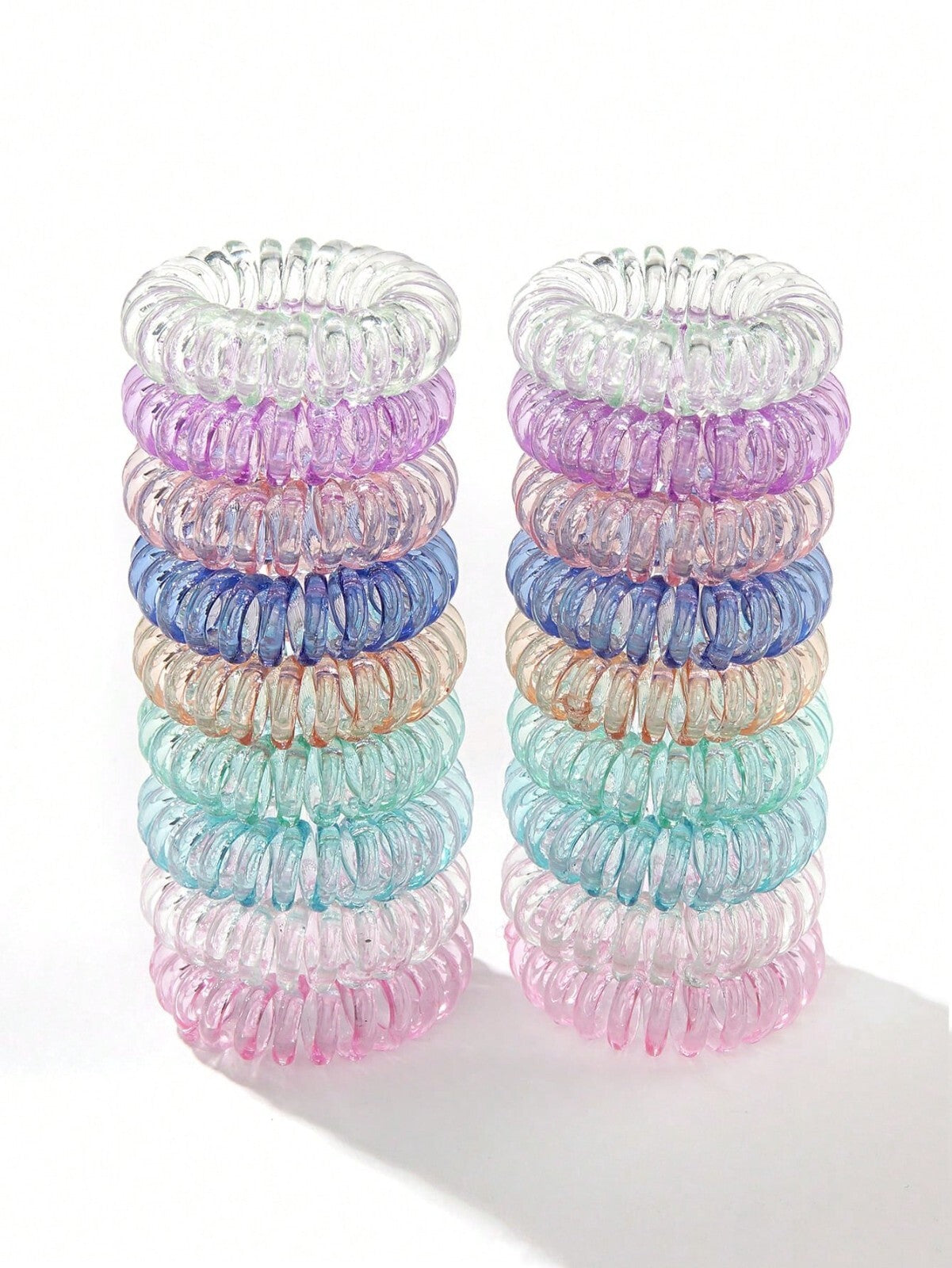 18 Hair Bobbles Spiral Coil Elastic Tie Wired Bands Stretchy Plastic Tangle Free