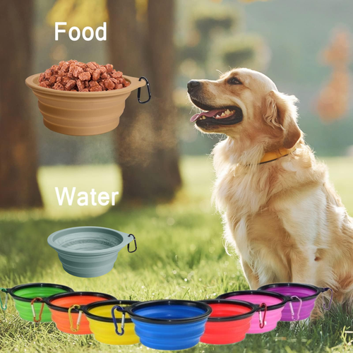 2 PACK COLLAPSIBLE DOG CAT PET BOWLS FOOD WATER FEEDING SILICONE PORTABLE TRAVEL